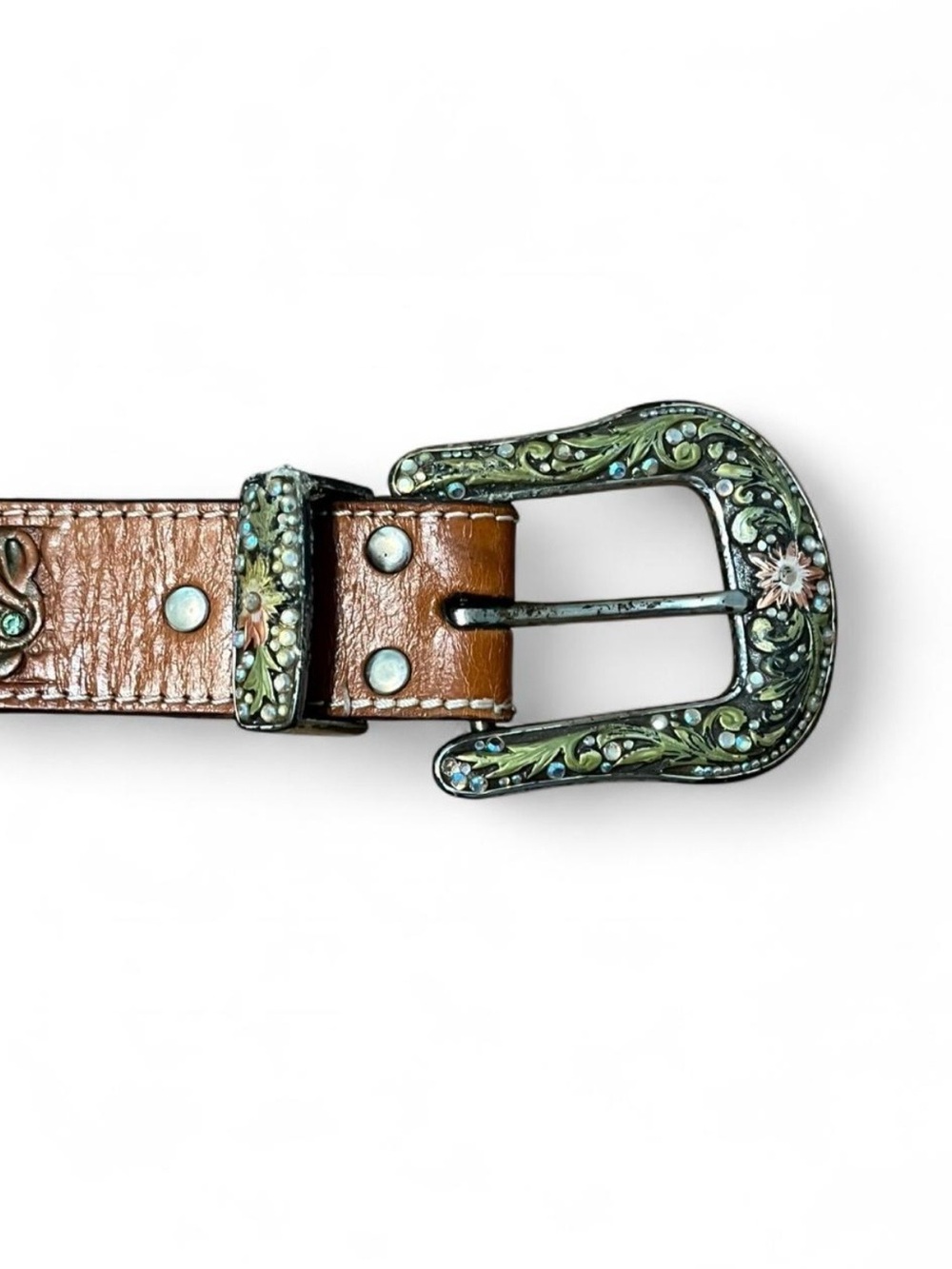 Nocona Handcrafted Rhinestone Leather Belt